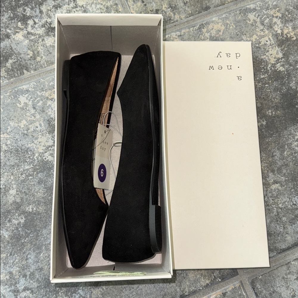 a new day Black Suede Slip-On Shoes